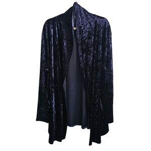 Agnes‎ Orinda 4X Velvet Cardigan Open Front Pockets Blue Witchy Whimsygoth